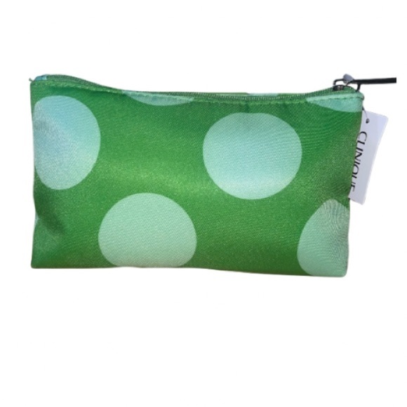 NWT Clinique x Kate Spade Mint Green Polka Dot Cosmetic Zip Bag - Picture 5 of 9